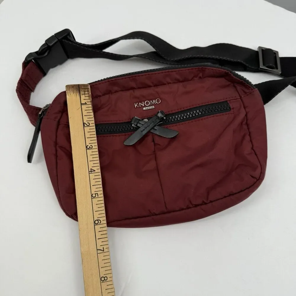 Knomo Maroon Lightweight Beltbag 2Way Crossbody Adjustable Strap Pockets Unisex